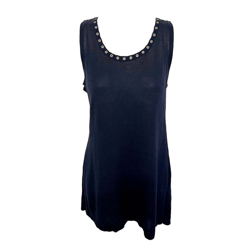 Soft Surroundings M Linen Blend Sleeveless Tunic Silver Stud Rings